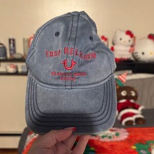 True Religion Denim Hat with Red Stitching